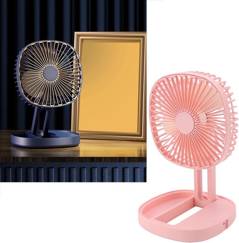 woobles Desk Fan, Long Battery Life Foldable Portable Fragrance Tank Design USB Desktop Fan for Home (Pink) - Image 2